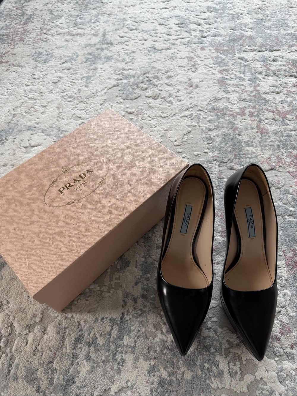 Prada Black Patent Pointed-Toe Pumps